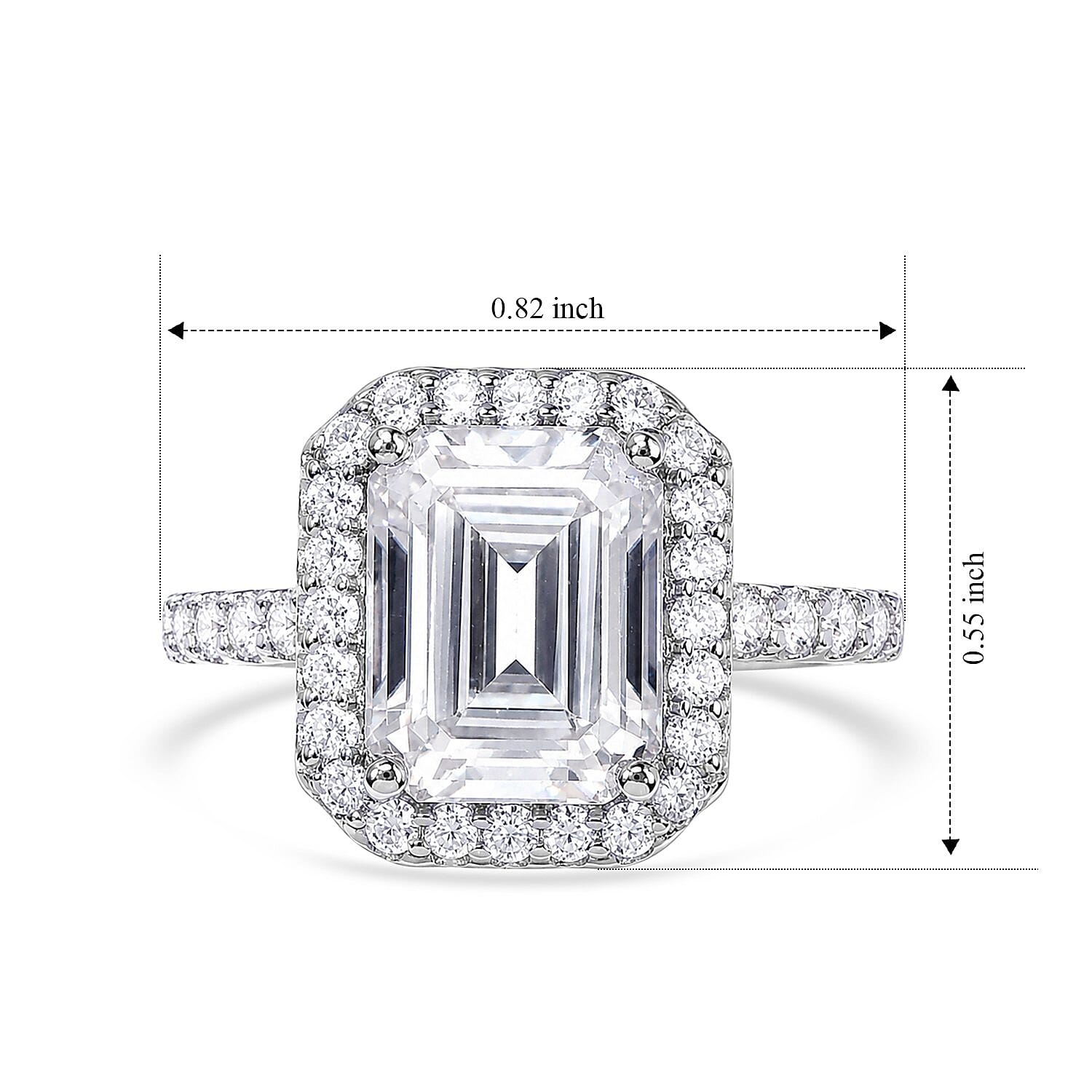 D'Joy Moissanite 4.40 ctw Ring in Rhodium Over Sterling Silver (Size 8.0)