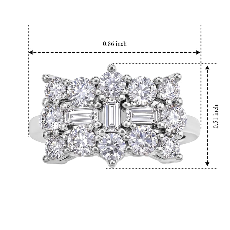 EverTrue Moissanite 2.00 ctw Designer-Inspired Boat Ring in Platinum Bond (Size 6.0)