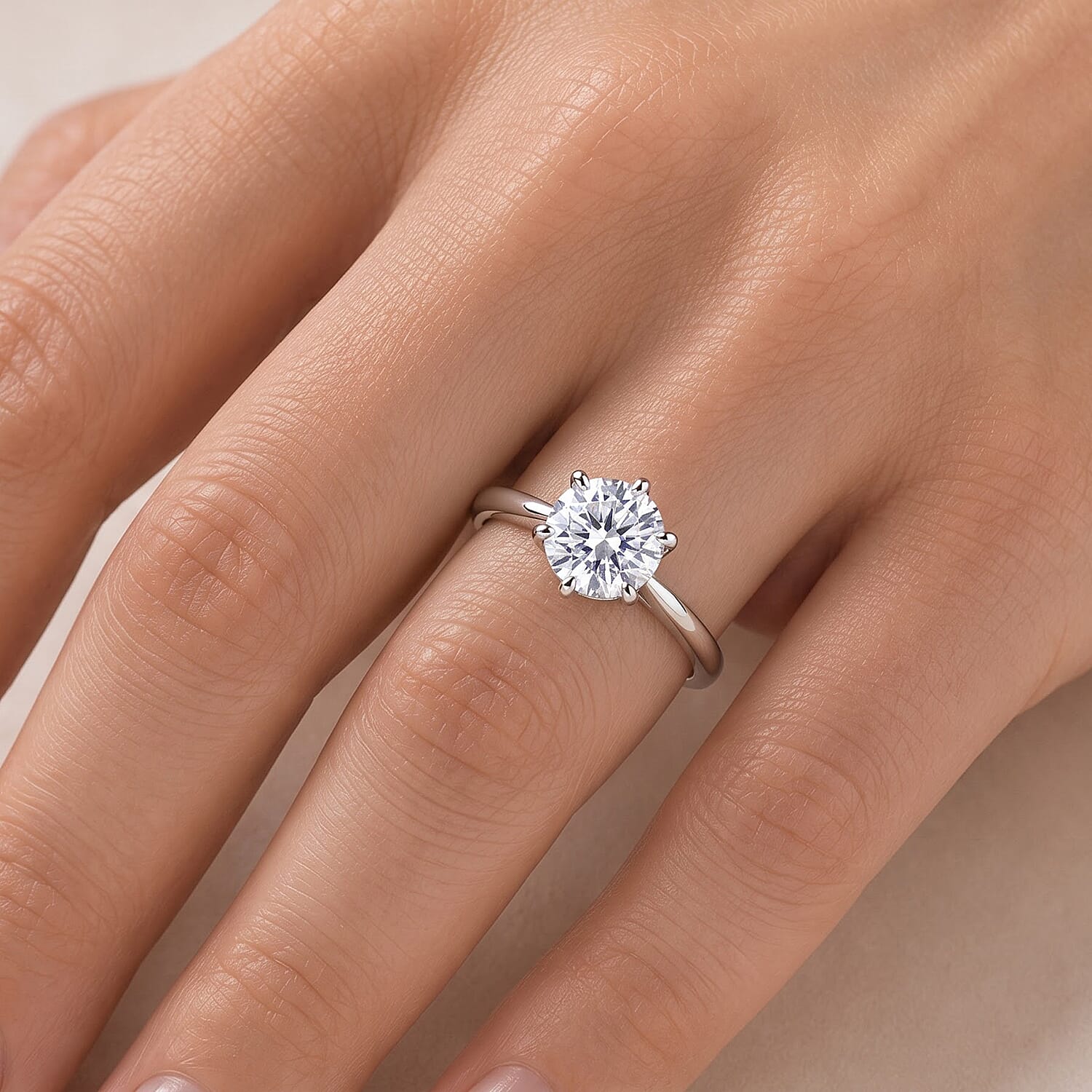 D'Joy Moissanite 1.25 ctw Solitaire Ring in Rhodium Over Sterling Silver (Size 5.0)