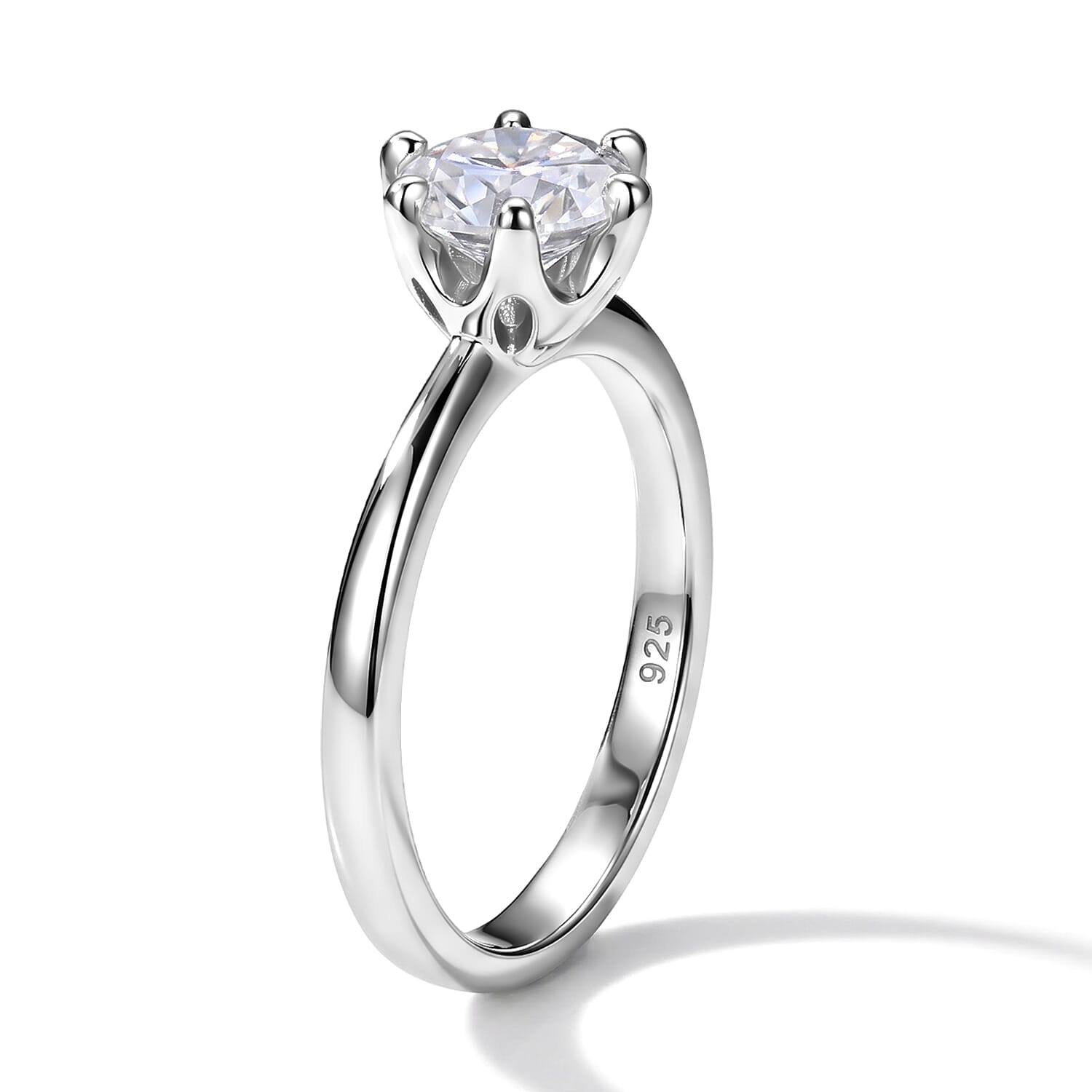 D'Joy Moissanite 1.25 ctw Solitaire Ring in Rhodium Over Sterling Silver (Size 5.0)