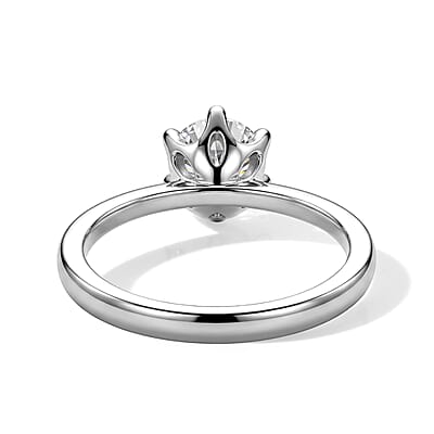 D'Joy Moissanite 1.25 ctw Solitaire Ring in Rhodium Over Sterling Silver (Size 5.0)