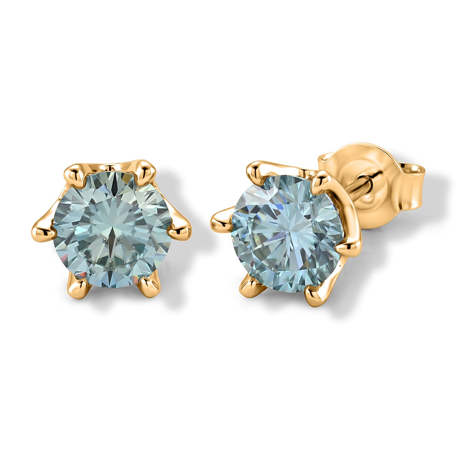 D'Joy Moissanite 2.00 ctw Solitaire Stud Earrings in Rhodium Over Sterling Silver