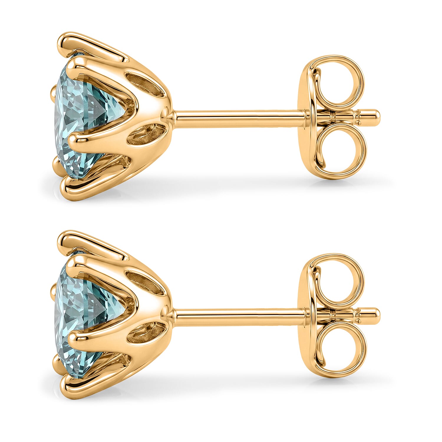 D'Joy Moissanite 2.00 ctw Solitaire Stud Earrings in Rhodium Over Sterling Silver