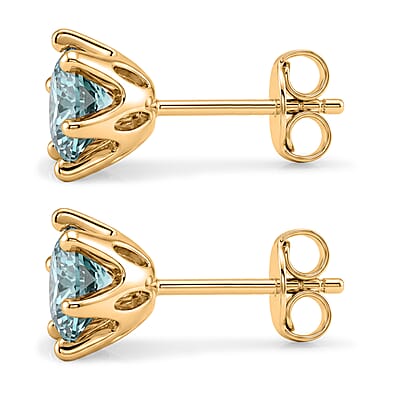 D'Joy Moissanite 2.00 ctw Solitaire Stud Earrings in Rhodium Over Sterling Silver