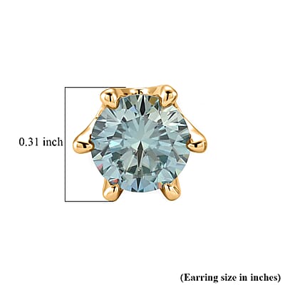 D'Joy Moissanite 2.00 ctw Solitaire Stud Earrings in Rhodium Over Sterling Silver