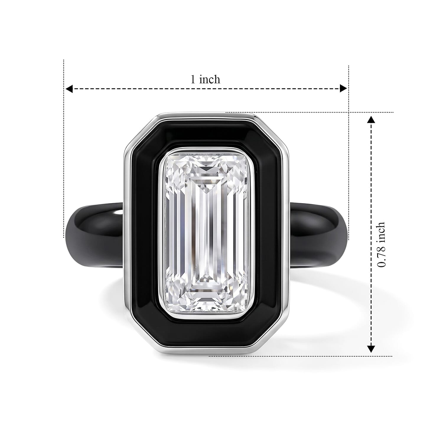 D'Joy Moissanite and Black Jade (D) 20.75 ctw Ring in Rhodium Over Sterling Silver (Size 10.0)