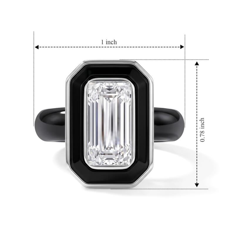 D'Joy Moissanite and Black Jade (D) 20.75 ctw Midnight Spark Ring in Rhodium Over Sterling Silver (Size 10.0)