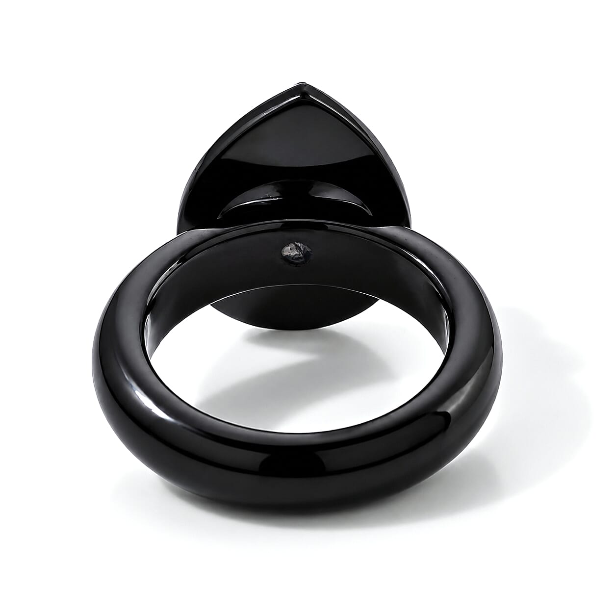 D'Joy Moissanite and Black Jade (D) 22.25 ctw Ring in Rhodium Over Sterling Silver (Size 6.0)