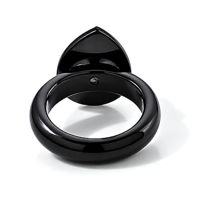 D'Joy Moissanite and Black Jade (D) 22.25 ctw Ring in Rhodium Over Sterling Silver (Size 7.0)