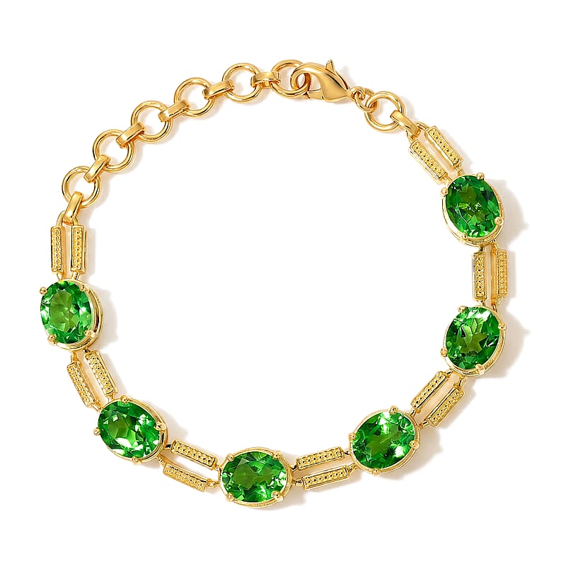 EverTrue Chartreuse Quartz (Triplet) 16.50 ctw Nature Bloom Bracelet in 18K YG Plated (6.50-8.00In)