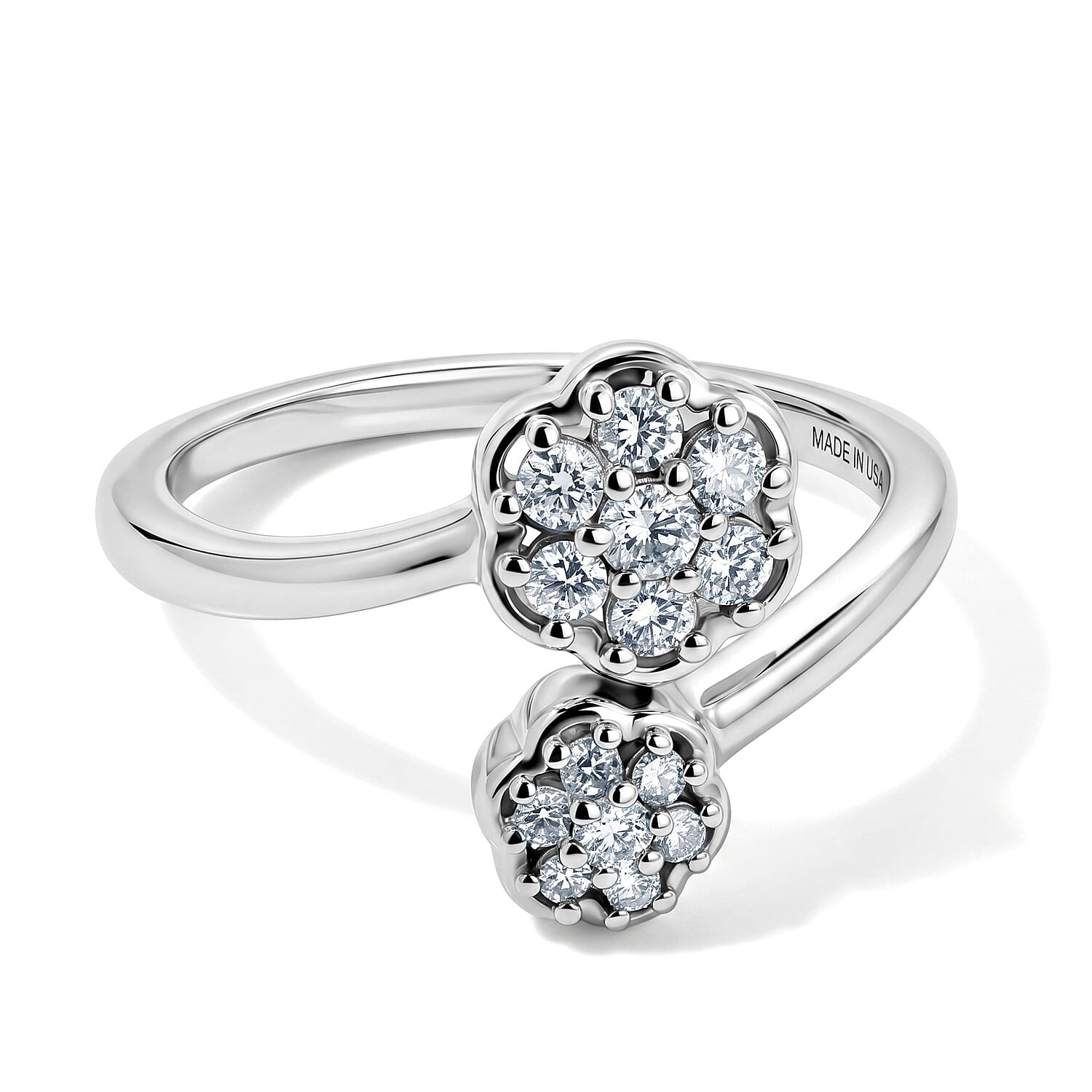 Luxuriant Lab Grown Diamond G-H SI 0.30 ctw Bypass Ring in Rhodium Over Sterling Silver (Size 10.0)
