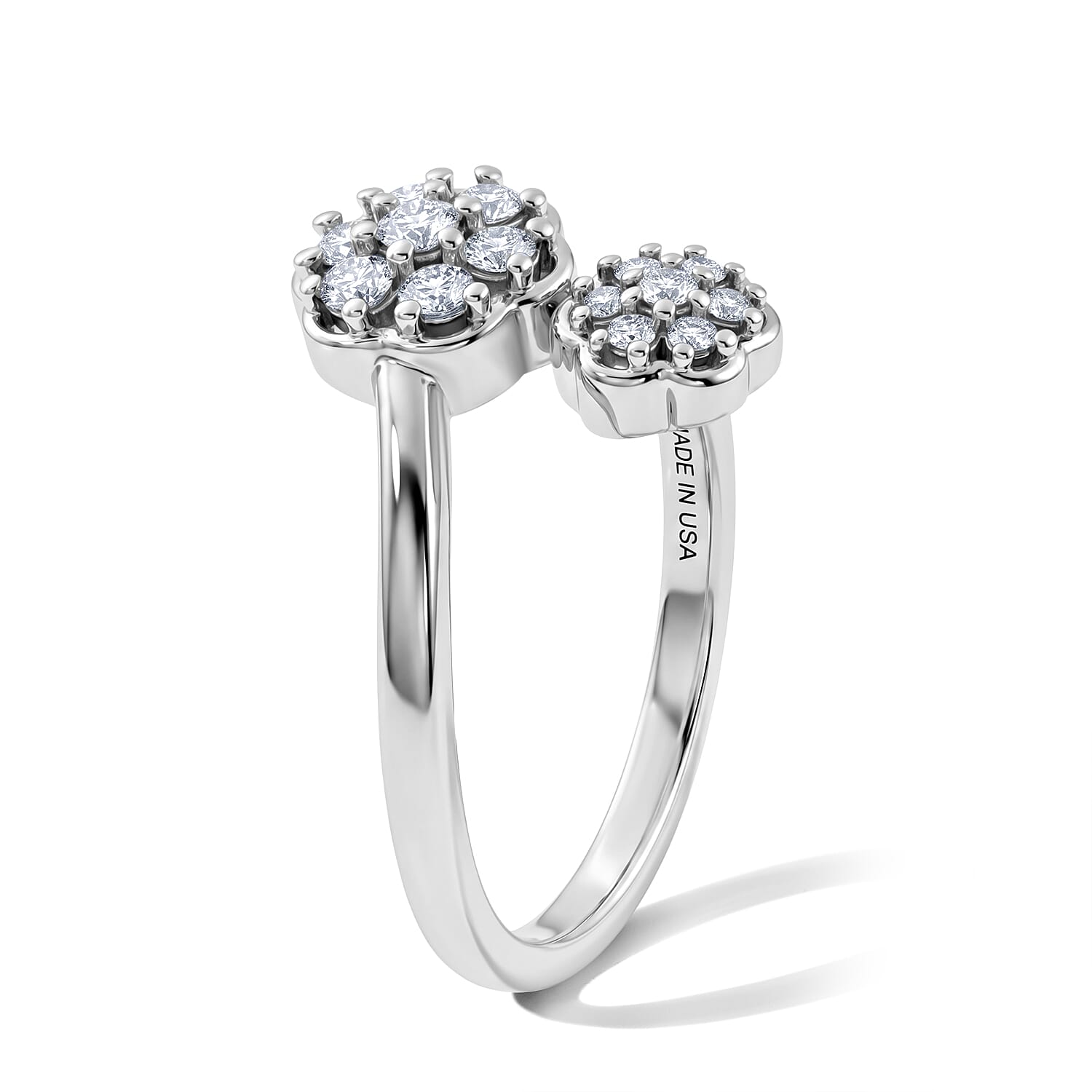 Luxuriant Lab Grown Diamond G-H SI 0.30 ctw Bypass Ring in Rhodium Over Sterling Silver (Size 10.0)