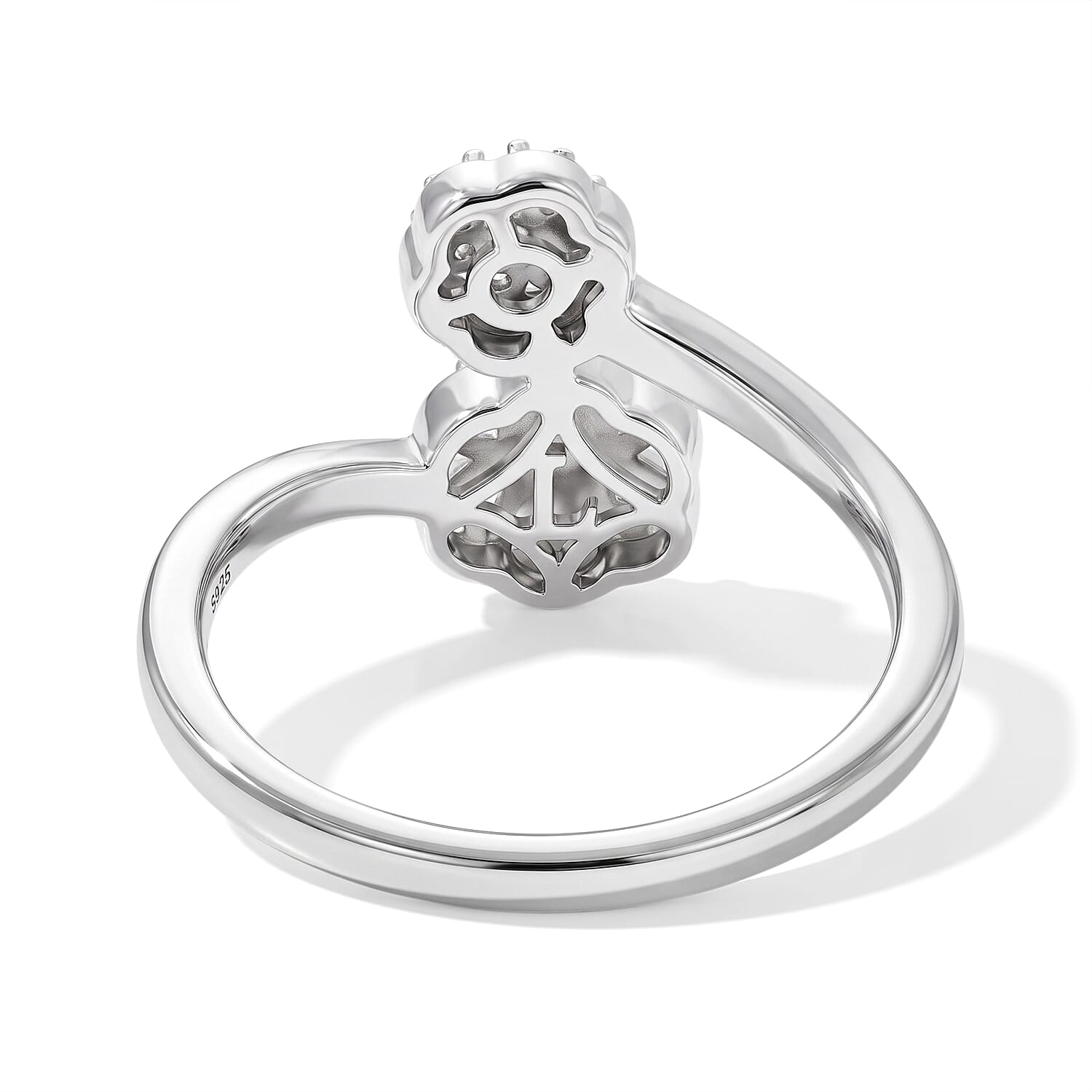 Luxuriant Lab Grown Diamond G-H SI 0.30 ctw Bypass Ring in Rhodium Over Sterling Silver (Size 10.0)
