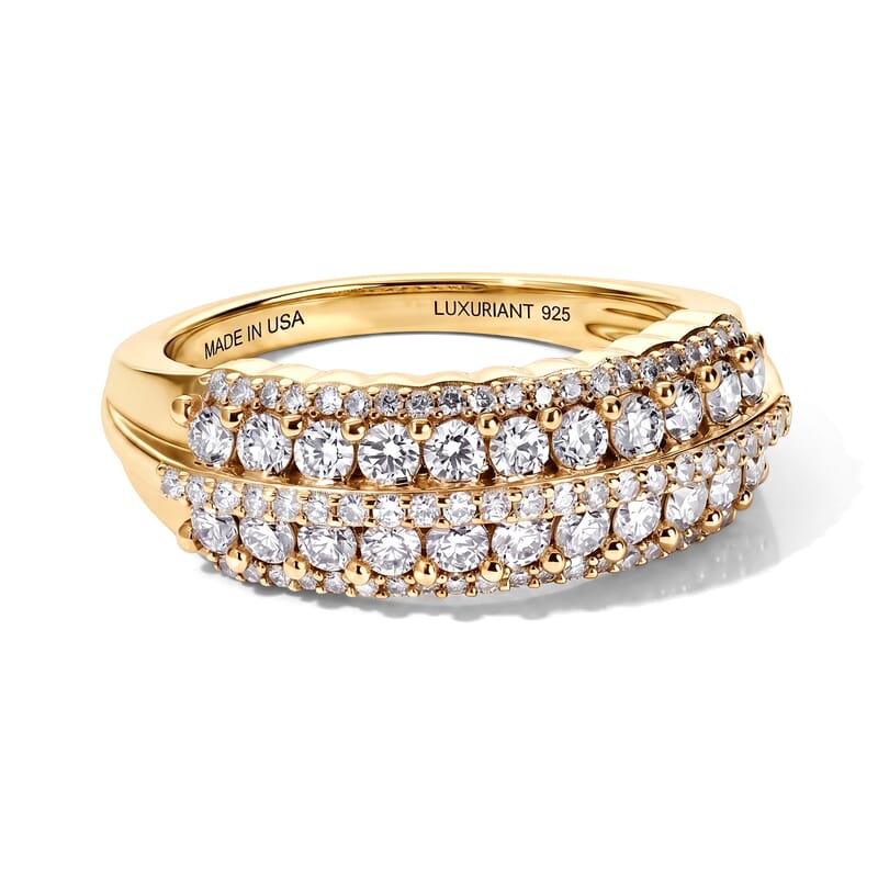 Luxuriant Lab Grown Diamond G-H SI 1.00 ctw Ring in 18K Vermeil Yellow Gold Over Sterling Silver (Size 5.0)