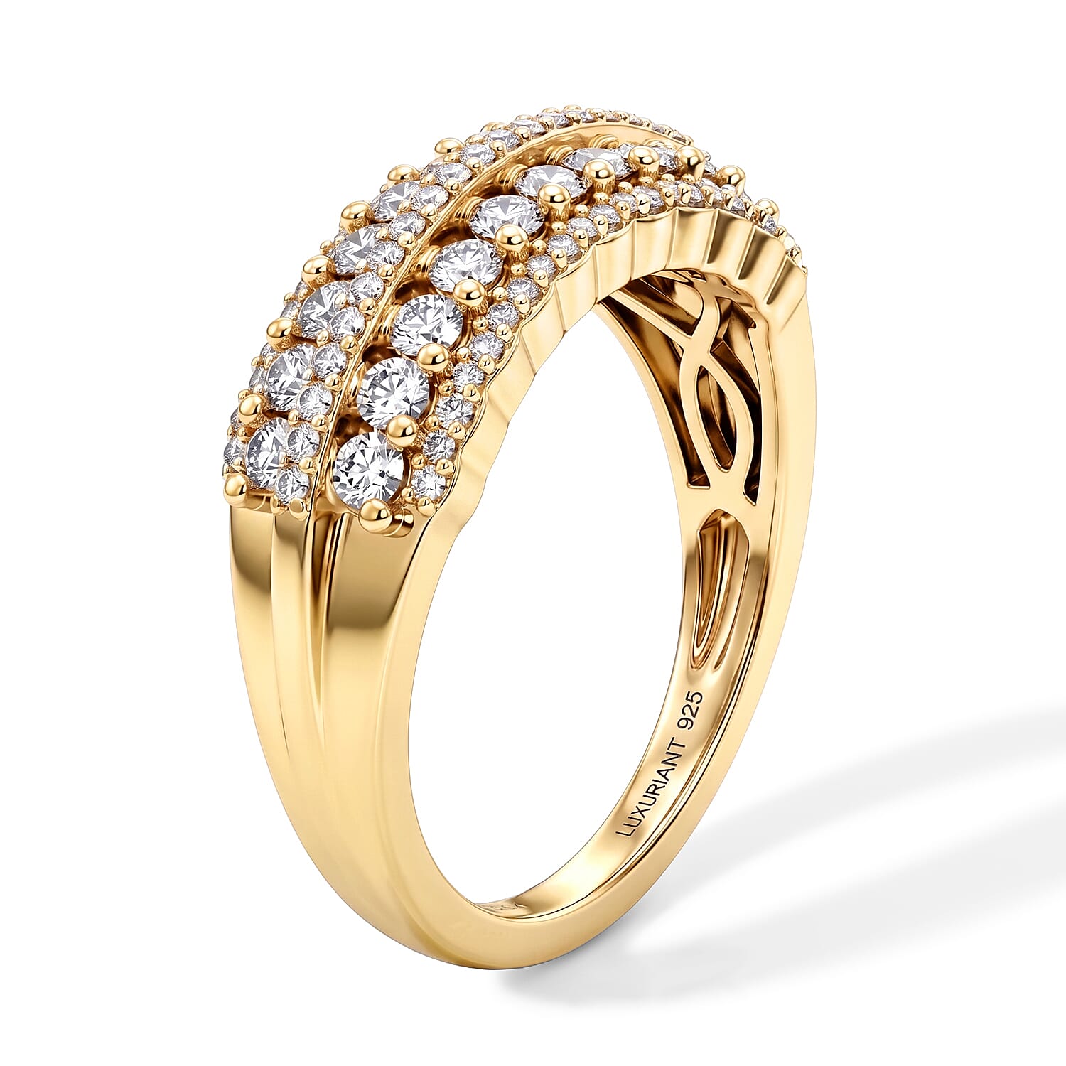 Luxuriant Lab Grown Diamond G-H SI 1.00 ctw Ring in 18K Vermeil Yellow Gold Over Sterling Silver (Size 5.0)