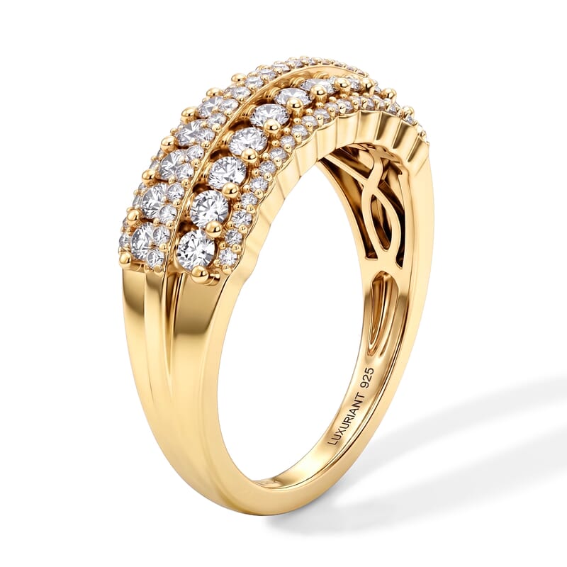 Luxuriant Lab Grown Diamond G-H SI 1.00 ctw Ring in 18K Vermeil Yellow Gold Over Sterling Silver (Size 5.0)
