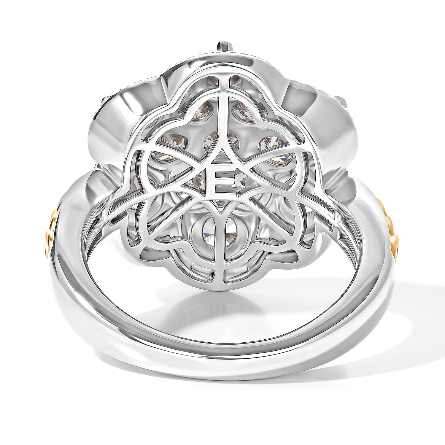 EverTrue Simulated Diamond Cluster Ring in 18K YG Plated and Platinum Bond (Size 5.0)