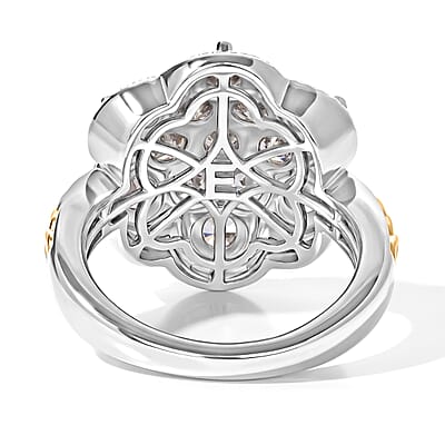 EverTrue Simulated Diamond Cluster Ring in 18K YG Plated and Platinum Bond (Size 5.0)