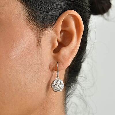 EverTrue Simulated Diamond Cluster Earrings in 18K YG Plated and Platinum Bond