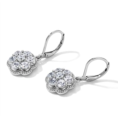 EverTrue Simulated Diamond Cluster Earrings in 18K YG Plated and Platinum Bond