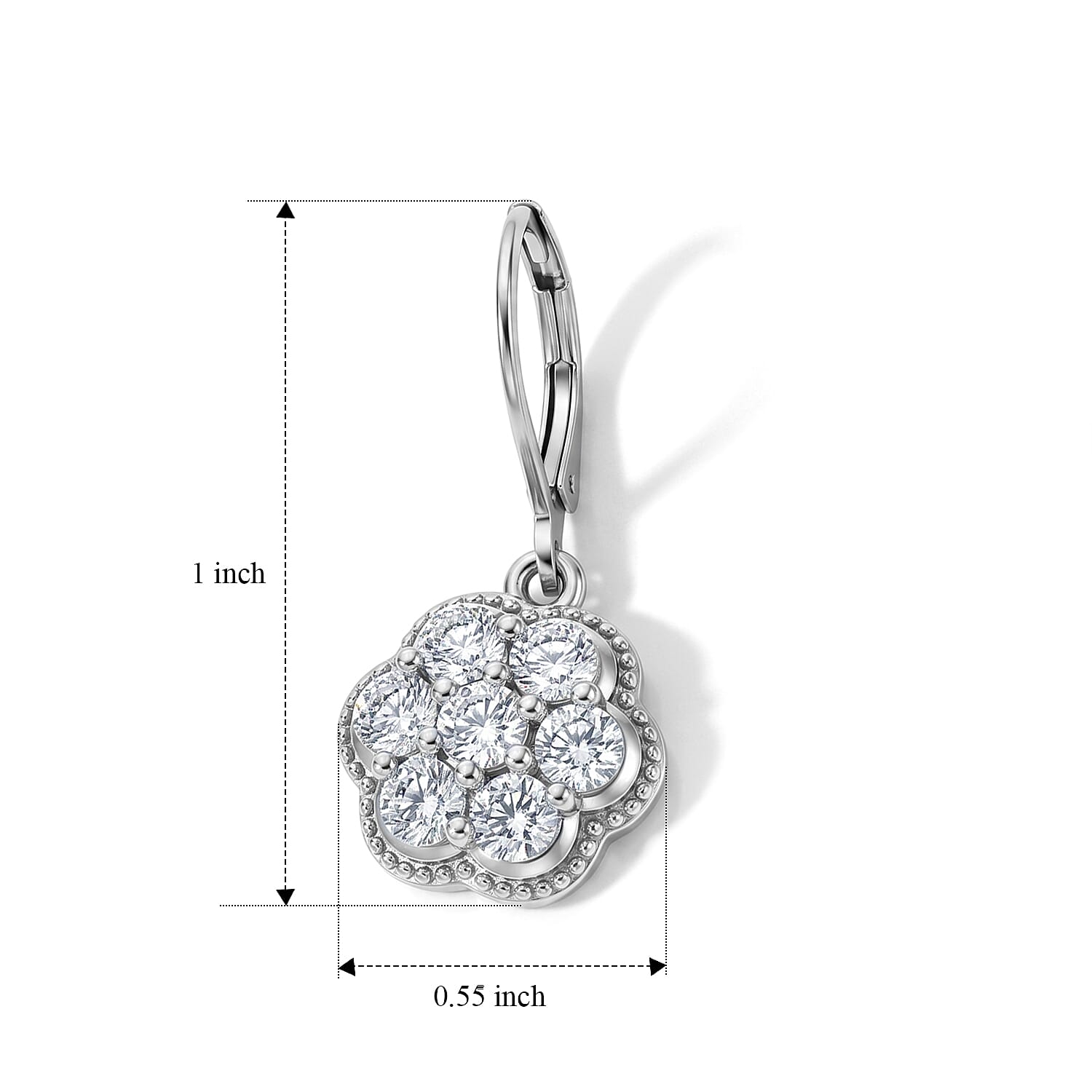 EverTrue Simulated Diamond Cluster Earrings in 18K YG Plated and Platinum Bond