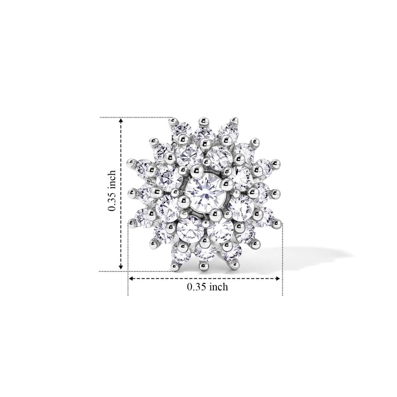 Luxuriant Lab Grown Diamond G-H SI 0.50 ctw Cluster Earrings in Rhodium Over Sterling Silver