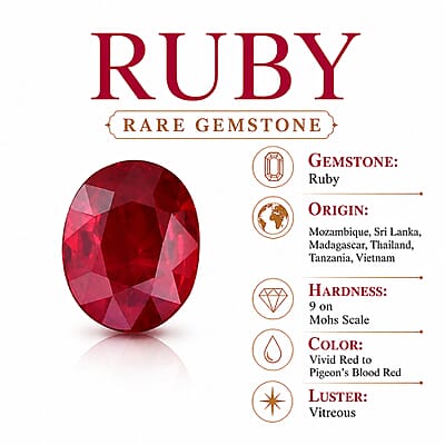D'Joy Niassa Ruby (FF) and Moissanite 5.60 ctw Men's Ring in 18K Vermeil Yellow Gold Over Sterling Silver (Size 10.0)