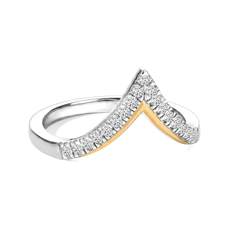 Luxuriant Lab Grown Diamond G-H SI 0.25 ctw Band Ring in 18K Vermeil YG and Rhodium Over Sterling Silver (Size 5.0)