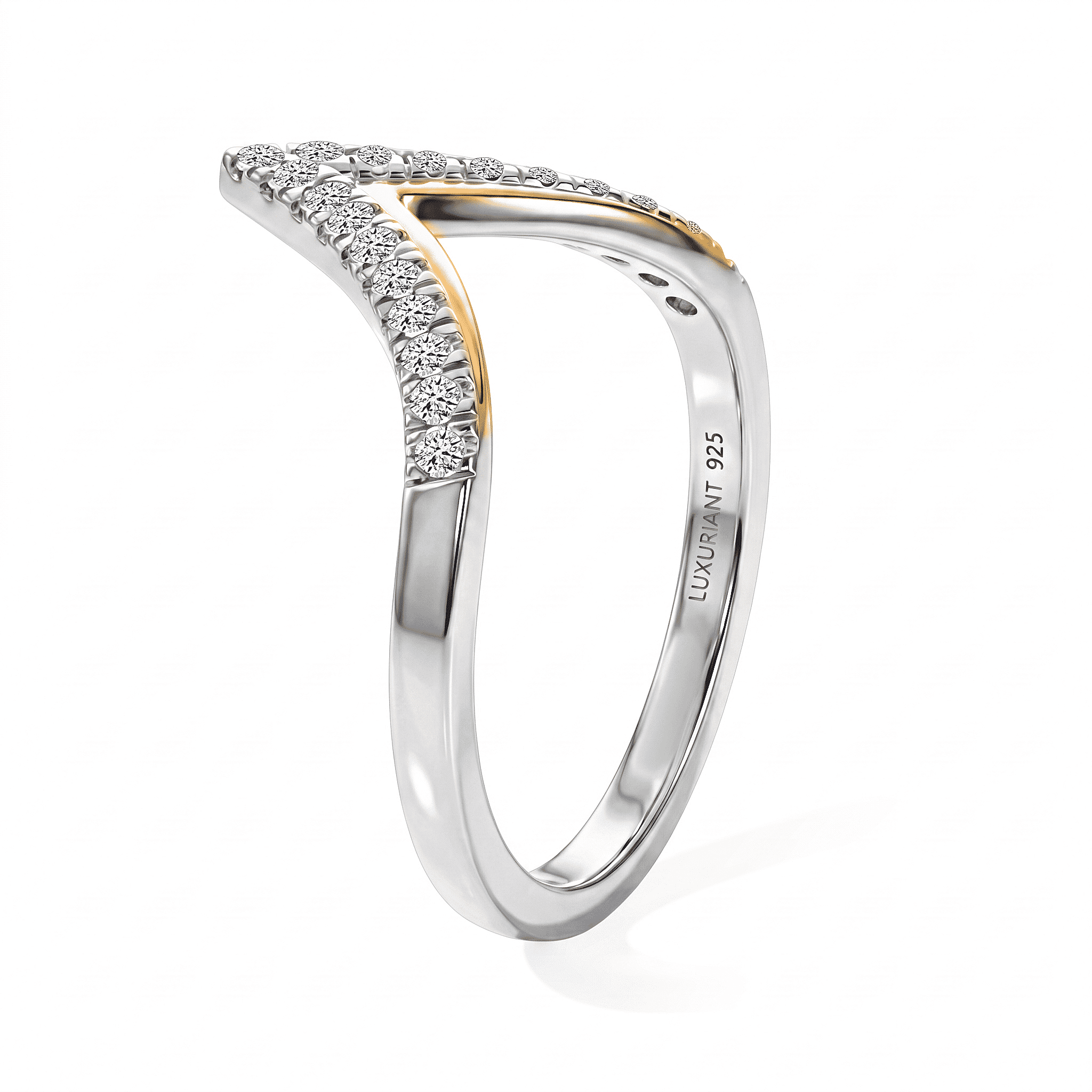 Luxuriant Lab Grown Diamond G-H SI 0.25 ctw Band Ring in 18K Vermeil YG and Rhodium Over Sterling Silver (Size 5.0)