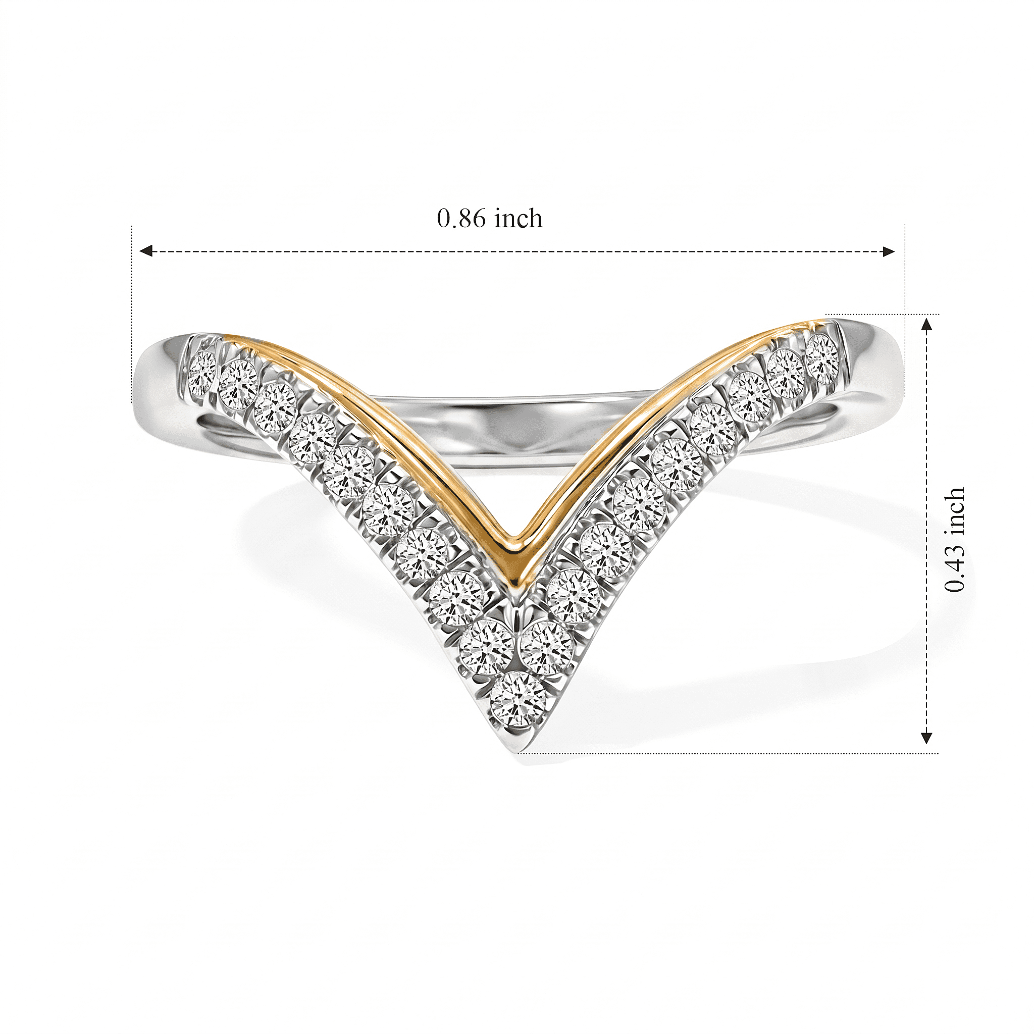 Luxuriant Lab Grown Diamond G-H SI 0.25 ctw Band Ring in 18K Vermeil YG and Rhodium Over Sterling Silver (Size 5.0)