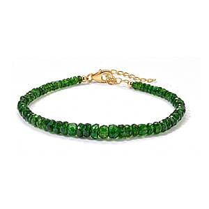 D'Joy Premium Chrome Diopside 34.00 ctw Beaded Bracelet in 18K Vermeil Yellow Gold Over Sterling Silver (7.25 In)