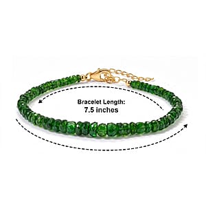 D'Joy Premium Chrome Diopside 34.00 ctw Beaded Bracelet in 18K Vermeil Yellow Gold Over Sterling Silver (7.25 In)
