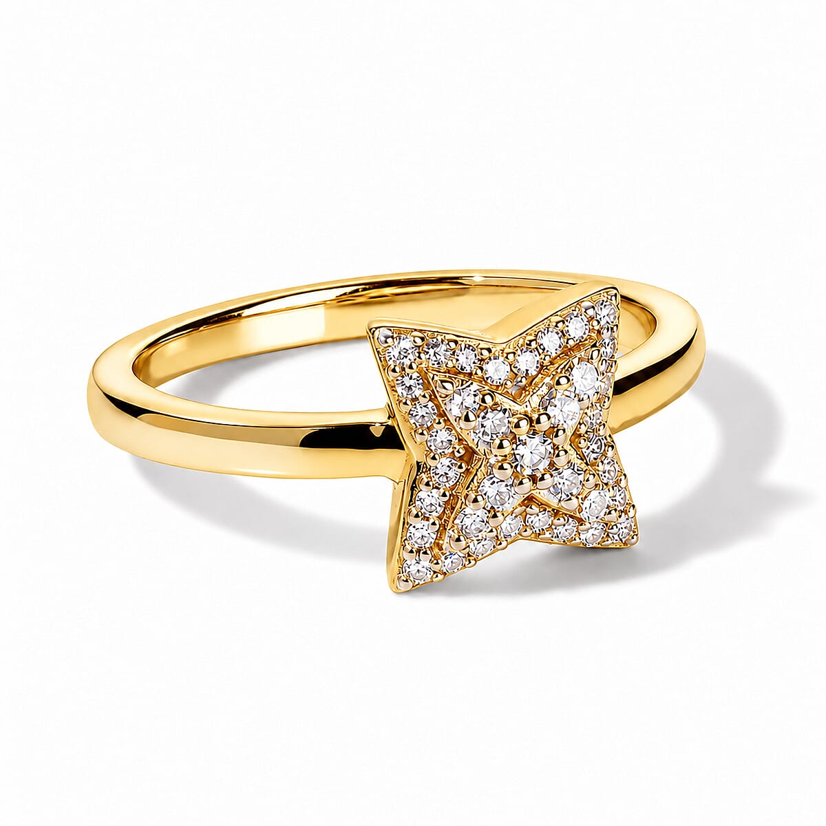Luxuriant Lab Grown Diamond G-H SI 0.20 ctw Cluster Ring in 18K Vermeil Yellow Gold Over Sterling Silver (Size 5.0)