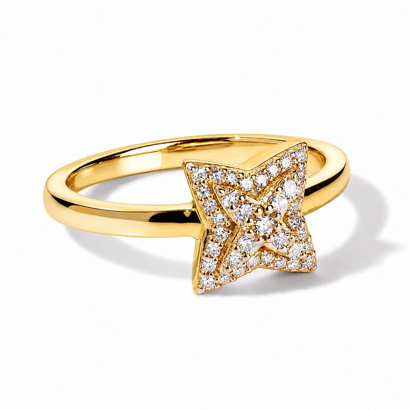 Luxuriant Lab Grown Diamond G-H SI 0.20 ctw Cluster Ring in 18K Vermeil Yellow Gold Over Sterling Silver (Size 5.0)