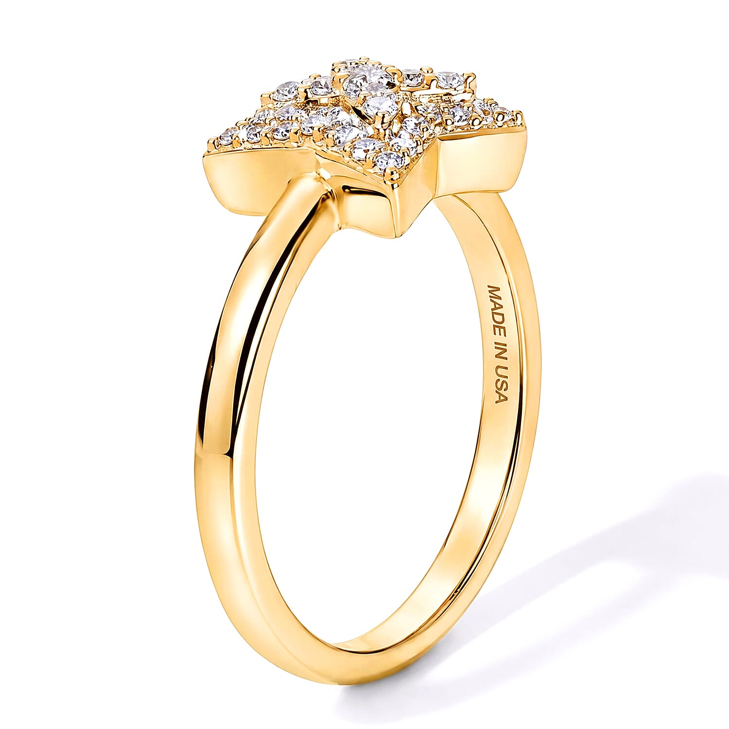 Luxuriant Lab Grown Diamond G-H SI 0.20 ctw Cluster Ring in 18K Vermeil Yellow Gold Over Sterling Silver (Size 5.0)