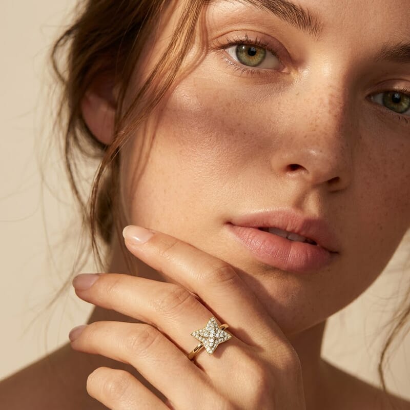 Luxuriant Lab Grown Diamond G-H SI 0.20 ctw Cluster Ring in 18K Vermeil Yellow Gold Over Sterling Silver (Size 5.0)