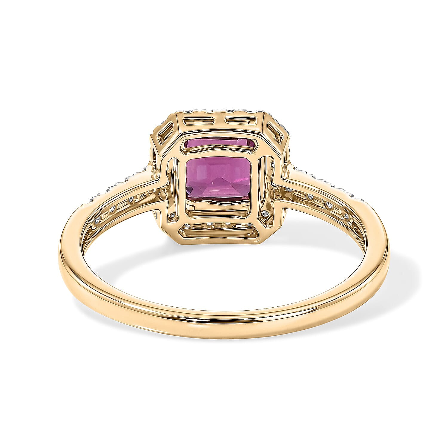 AAA Radiant Ember Garnet and Lab Grown Diamond G-H SI 1.50 ctw Ring in 10K Yellow Gold (Size  6.0)