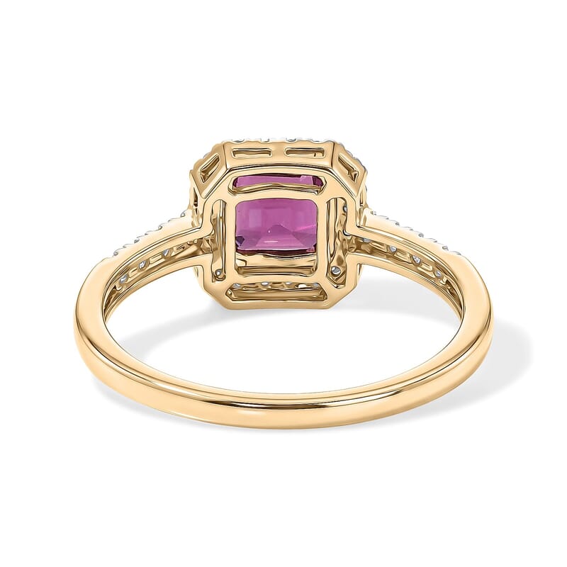 AAA Radiant Ember Garnet and Lab Grown Diamond G-H SI 1.50 ctw Ring in 10K Yellow Gold (Size  6.0)