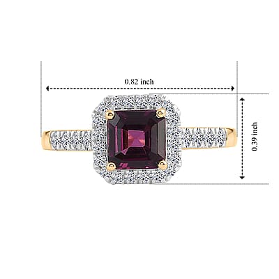 AAA Radiant Ember Garnet and Lab Grown Diamond G-H SI 1.50 ctw Ring in 10K Yellow Gold (Size  6.0)