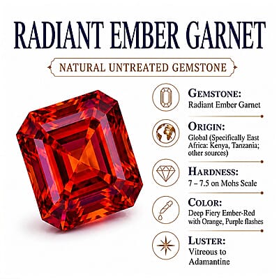 AAA Radiant Ember Garnet and Lab Grown Diamond G-H SI 1.50 ctw Ring in 10K Yellow Gold (Size  6.0)