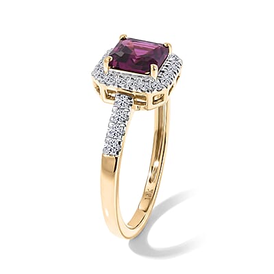 AAA Radiant Ember Garnet and Luxuriant Lab Grown Diamond G-H SI 1.50 ctw Ring in 10K Yellow Gold (Size 7.0)