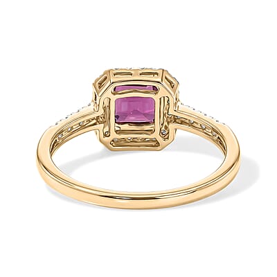 AAA Radiant Ember Garnet and Luxuriant Lab Grown Diamond G-H SI 1.50 ctw Ring in 10K Yellow Gold (Size 7.0)
