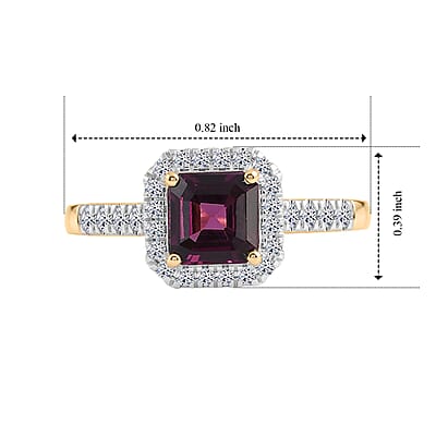 AAA Radiant Ember Garnet and Luxuriant Lab Grown Diamond G-H SI 1.50 ctw Ring in 10K Yellow Gold (Size 7.0)