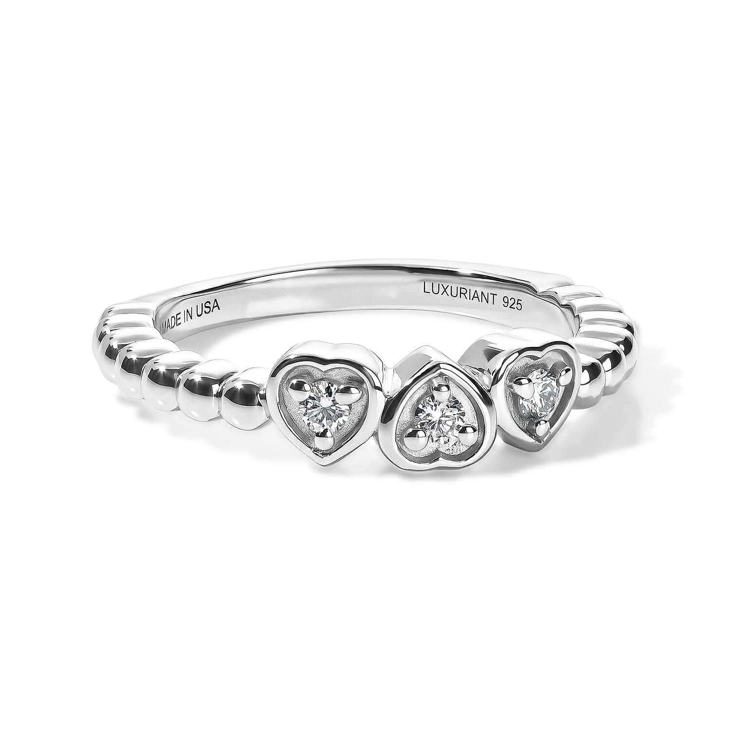 Luxuriant Lab Grown Diamond G-H SI 0.15 ctw Ring in Rhodium Over Sterling Silver (Size 10.0)