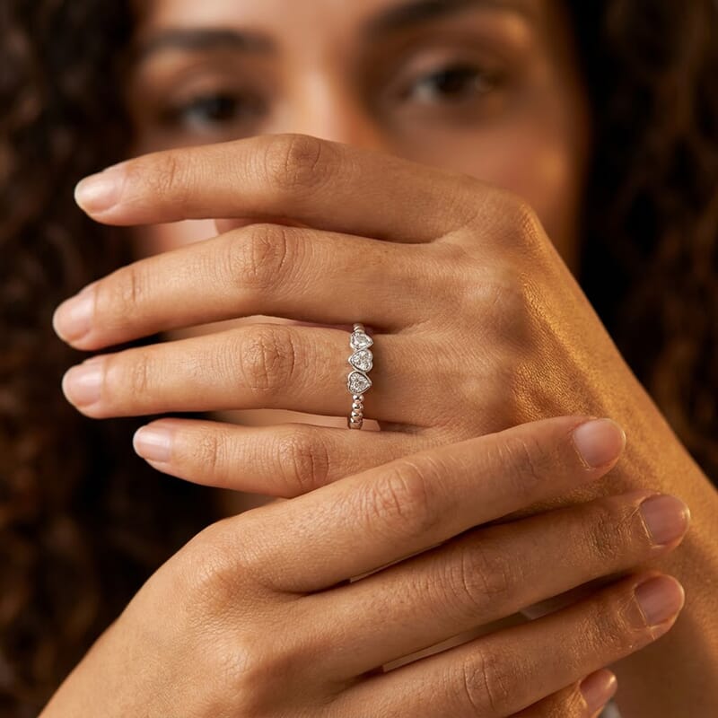 Luxuriant Lab Grown Diamond G-H SI 0.15 ctw Ring in Rhodium Over Sterling Silver (Size 10.0)