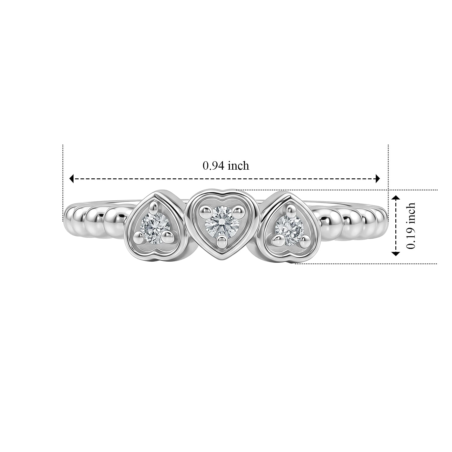 Luxuriant Lab Grown Diamond G-H SI 0.15 ctw Ring in Rhodium Over Sterling Silver (Size 10.0)
