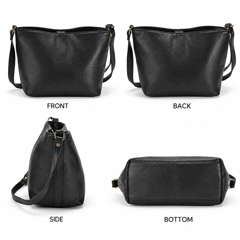 La Marey Black 100% Genuine Leather Perforated Shoulder Bag