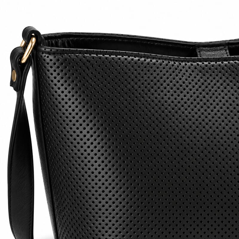 La Marey Black 100% Genuine Leather Perforated Shoulder Bag