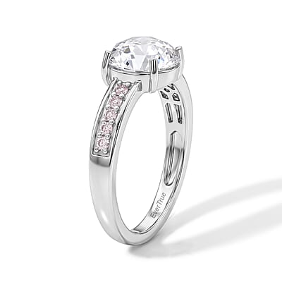 EverTrue Simulated White and Pink Diamond Ring in Platinum Bond (Size 5.0)