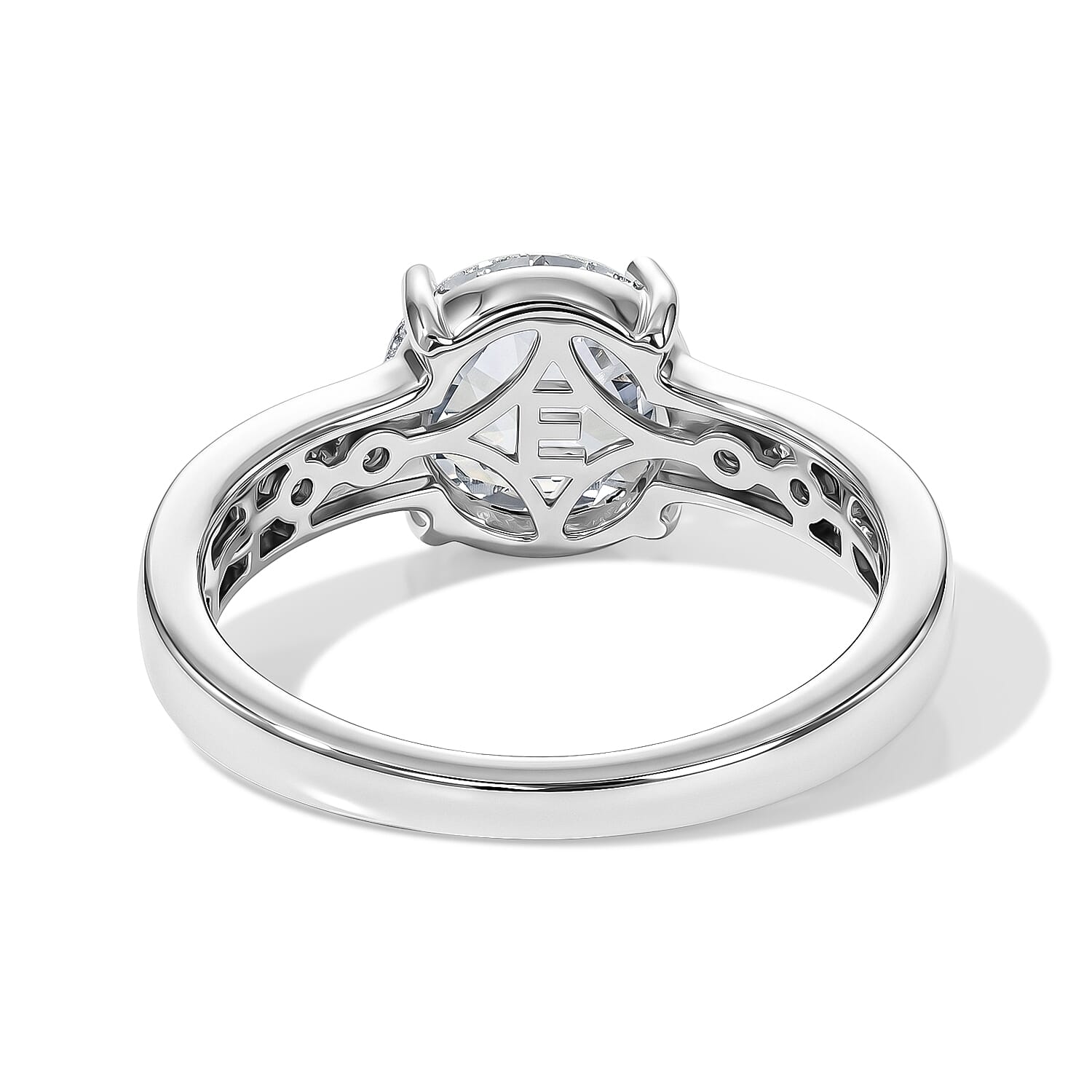 EverTrue Simulated White and Pink Diamond Ring in Platinum Bond (Size 5.0)